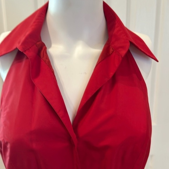 Carmen Marc Valvo Collection Women's Red Halter Dress Black Lace Size 6 - Picture 5 of 14